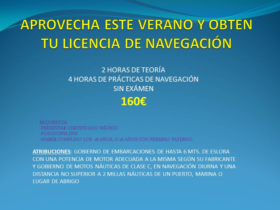 `LICENCIA DE NAVEGACIÓN(antes titulín) | Náutica la Costera